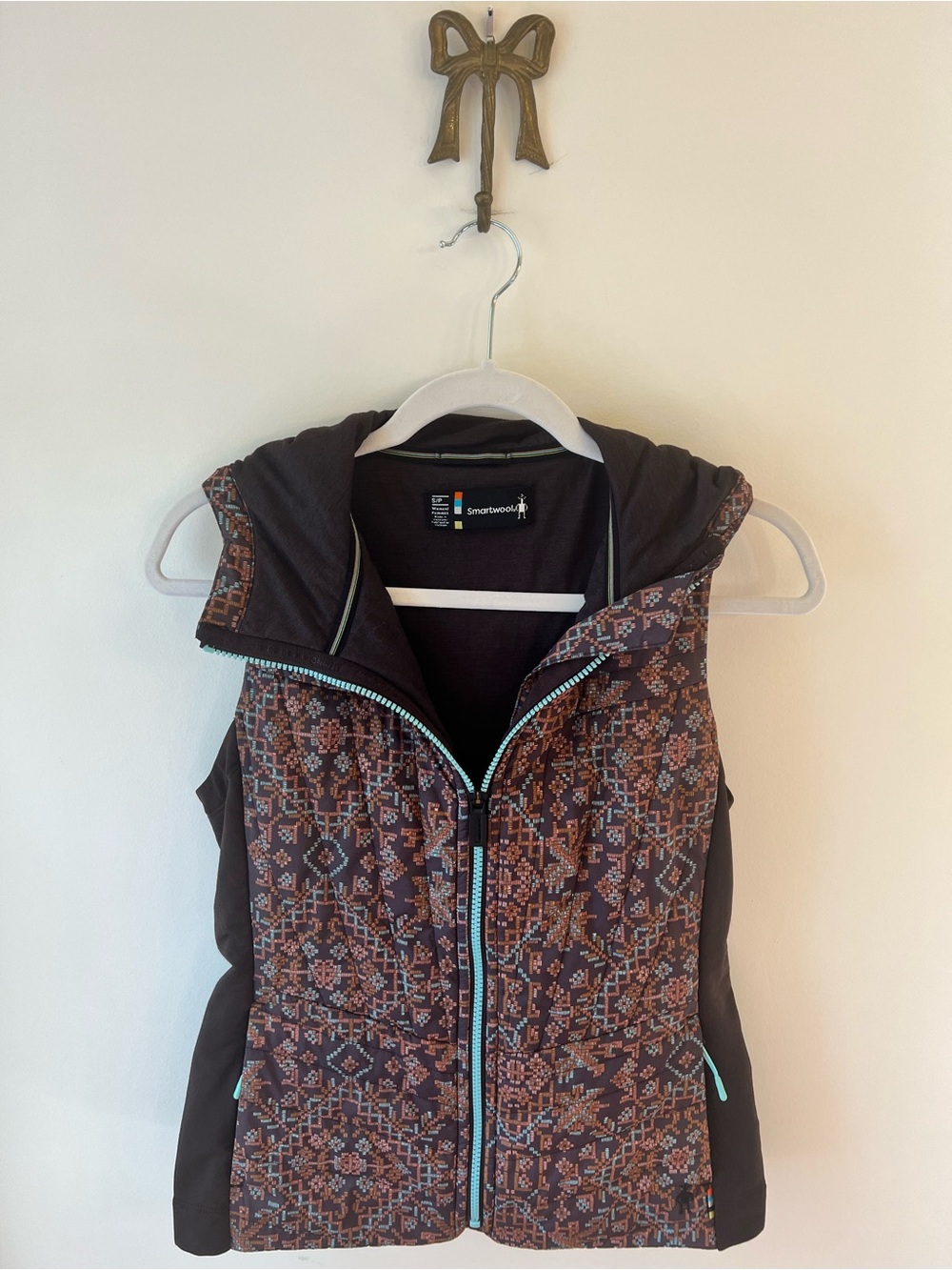SmartWool Smartloft Hoodie Vest Women's Mink Nordic Fair Isle Winter Wool Aztec